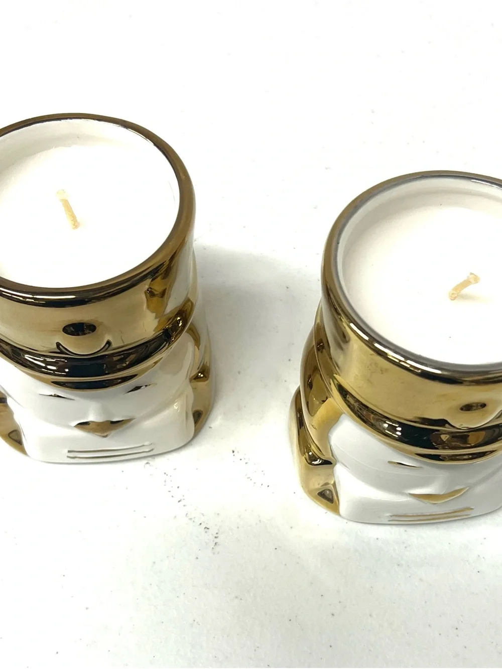 Decorative Gold and White Ceramic Nutcracker Head Accent Set - Branded candles